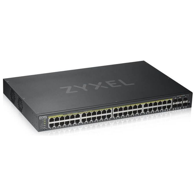 Zyxel GS192048HPV2-EU0101F GS1920 Switch Gestito con 44 Porte Gigabit Ethernet 10-100-1000 4 Porte Combo SFP 2 Slot SFP 48 Porte PoE 375 W Supporto VLAN QoS IPv6 colore Nero