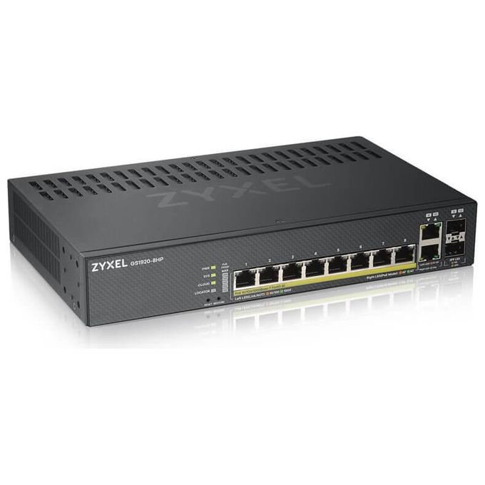 Zyxel GS1920-8HPV2-EU0101F Switch Gestito 8 Porte Gigabit PoE 2 Porte Combo SFP IPv6 QoS VLAN colore Nero