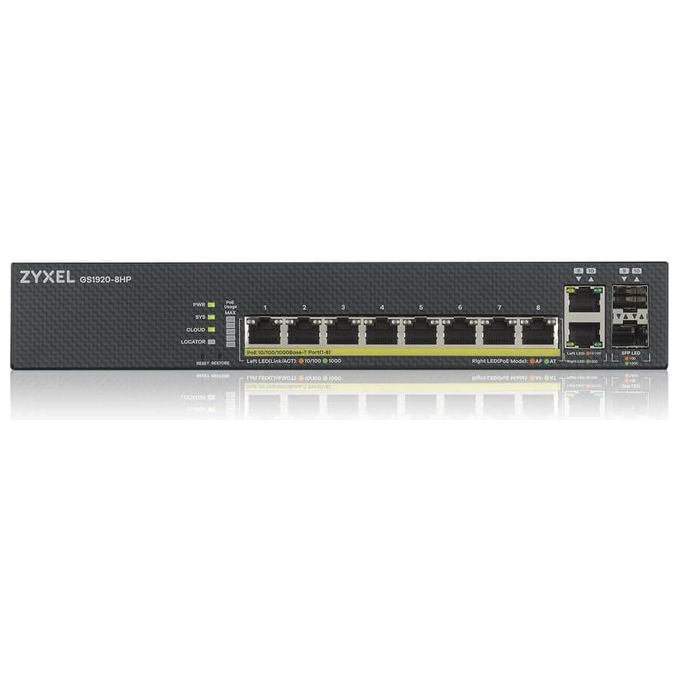 Zyxel GS1920-8HPV2-EU0101F Switch Gestito 8 Porte Gigabit PoE 2 Porte Combo SFP IPv6 QoS VLAN colore Nero