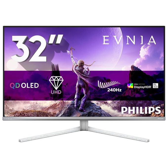PHILIPS 32M2N8900-00 Evnia 8000 Monitor da Gaming 31.5'' QD-OLED 4K UHD 240Hz 0.03ms HDR400 TrueBlack USB-C Altoparlanti Integrati colore Bianco