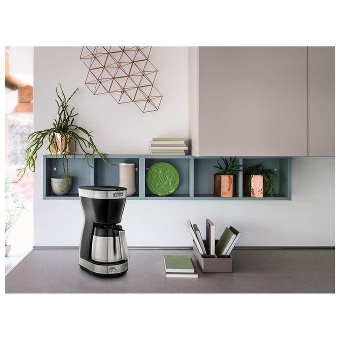 DeLonghi ICM16710 Dedica Style Macchina da Caffe' Sistema con Filtro Potenza 1000 W Capacita' 1,25 Litri Anti-Goccia Silver-Nero