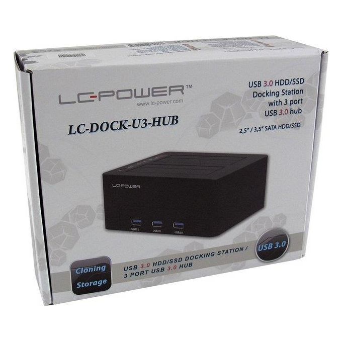 LC-Power LC-DOCK-U3-HUB Docking Station per Unita' di Archiviazione Usb 3.0 Type-B Nero