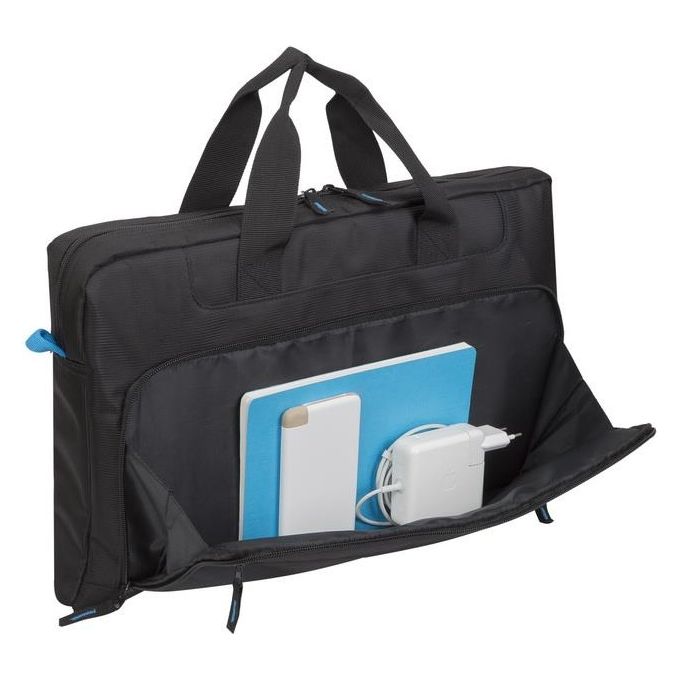 Rivacase 8059 Regent Borsa per Notebook 17.3'' Poliestere Tracolla Rimovibile 8 Scomparti colore Nero