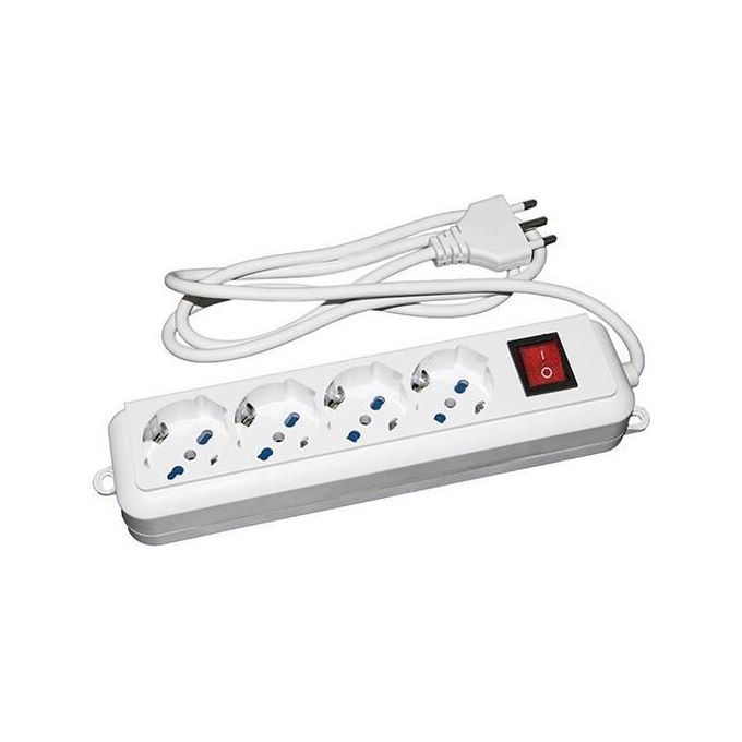 Link LKMP04 Multipresa 4 Prese Universali Ita-Schuko 10-16A Spina 16A con Interruttore