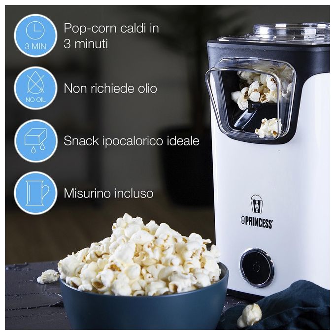 Princess 292986 Macchina per Popcorn 1100W Nero-Bianco