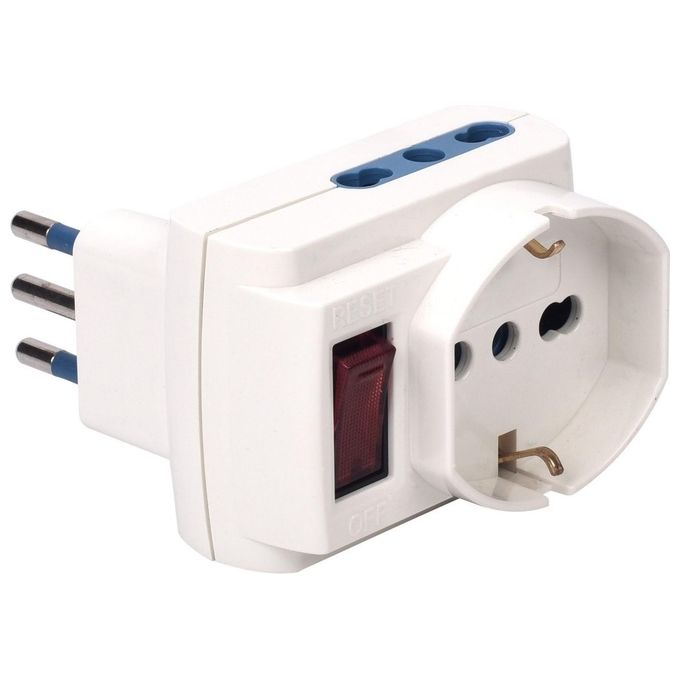 Polypool Adattatore 3 Pluristandard Spina Piccola Prese Grandi Bianco Multisize