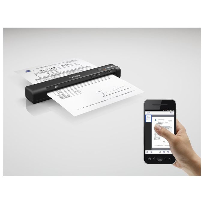 Epson B11B253401 WorkForce ES-60W Scanner Portatile Wi-Fi USB Batteria 600 DPI 8.5 ppm PDF JPEG TIFF colore Nero