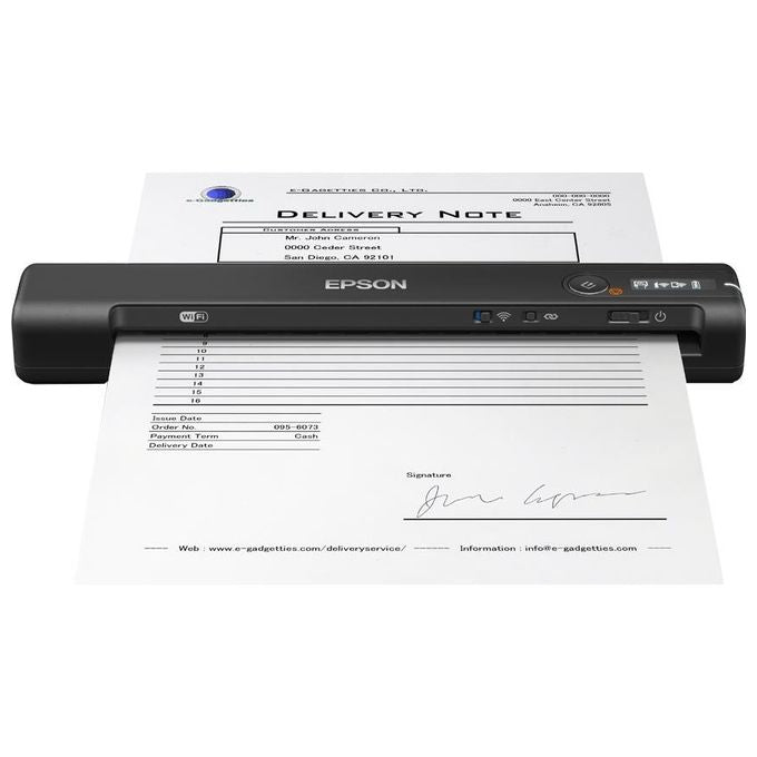Epson B11B253401 WorkForce ES-60W Scanner Portatile Wi-Fi USB Batteria 600 DPI 8.5 ppm PDF JPEG TIFF colore Nero