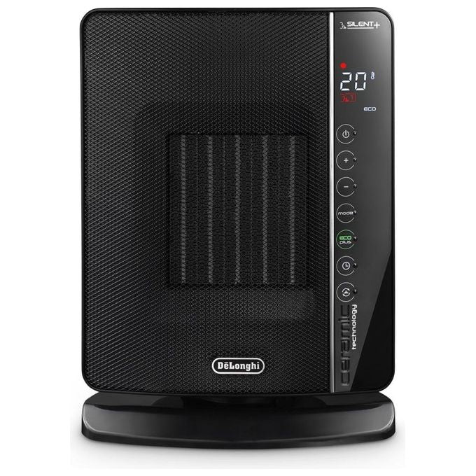 De'Longhi DCH7993ERBC - Termoventilatore ceramico da tavolo, potenza 2400 W, funzione oscillante, termostato regolabile, 3 livelli di riscaldamento, protezione anti-surriscaldamento, colore Nero