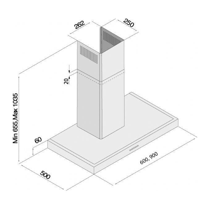 Silverline 3170 EC.6 Cappa a Parete 60 cm 500 m³-h Classe C 3 Velocita' Pulsanti colore Acciaio Inox