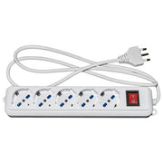 LINK LKMP05L Multipresa 5 Prese Universali ITA Schuko 16A Cavo 1,5 m Interruttore On Off Protezione Sovraccarico colore Bianco