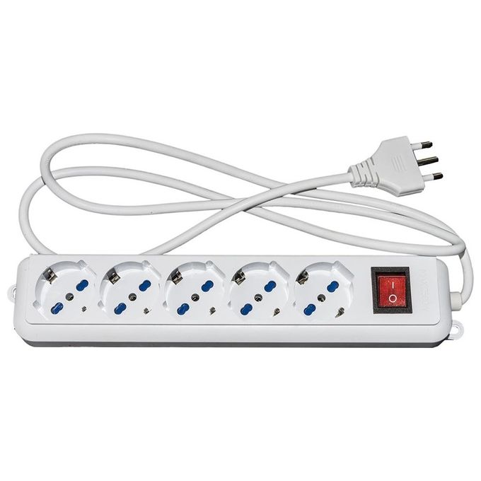 Link LKMP05 Multipresa 5 Prese Universali Ita-Schuko 10-16A Spina 16A con Interruttore