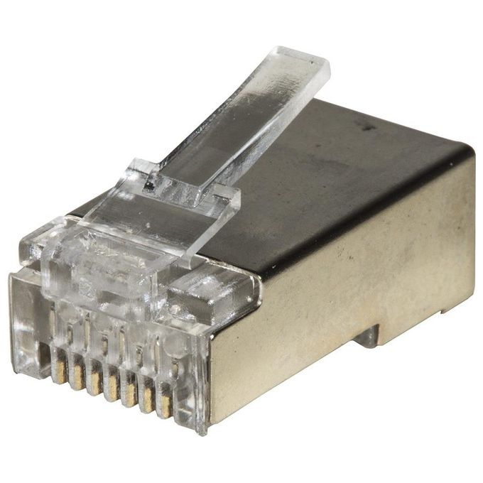 Link confezione 100 connettori 8 poli cat 6 schermato rj45 per cavo solido