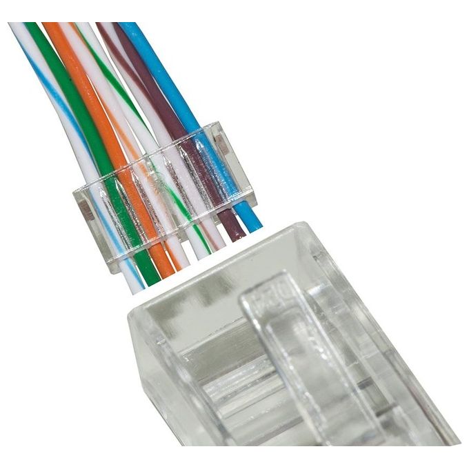 Link confezione 100 connettori 8 poli cat 5e utp non schermato rj45 con inserto per cavo flessibile