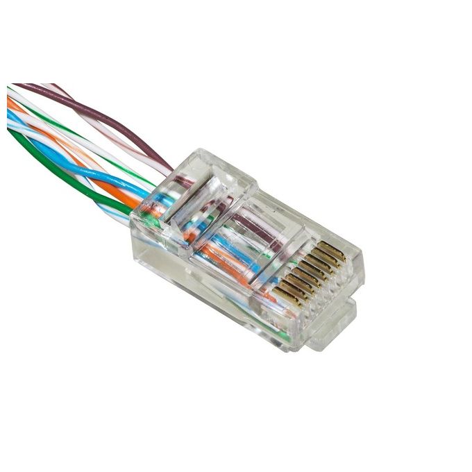 Link confezione 100 connettori 8 poli cat 5e utp non schermato rj45 con inserto per cavo flessibile