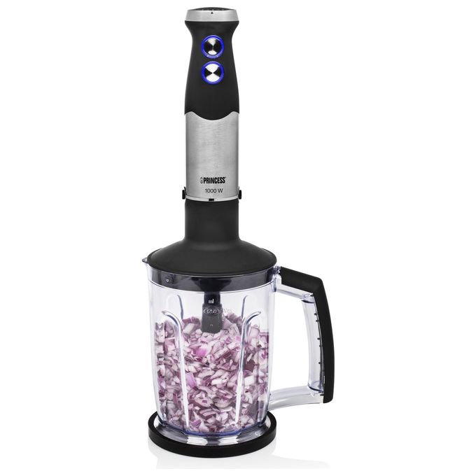 Princess 01.221221.01.001 Set mixer a immersione 1000 W con 4 lame e accessori colore Nero Acciaio inox