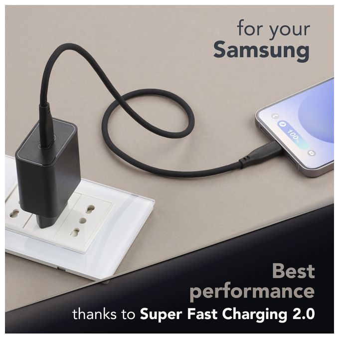 Cellularline ACHSMUSBC45WK Super Fast Charger Caricabatterie USB-C 45W Power Delivery Super Fast Charging 2.0 Samsung colore Nero