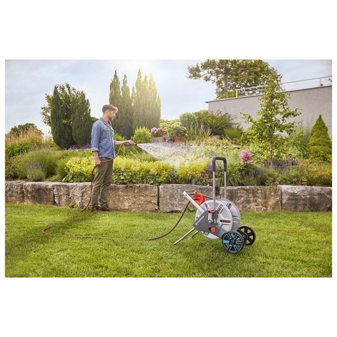 Gardena 18547-20 AquaRoll M Easy Metal Carrello Avvolgitubo Manuale 25m tubo incluso capacita' 60m colore Nero