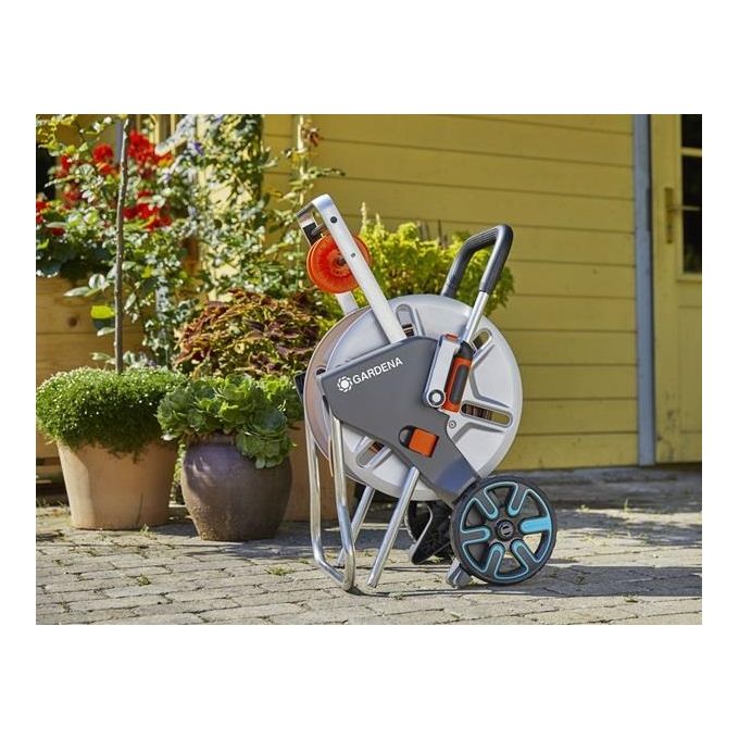 Gardena 18547-20 AquaRoll M Easy Metal Carrello Avvolgitubo Manuale 25m tubo incluso capacita' 60m colore Nero