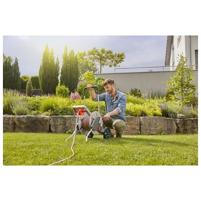 Gardena 18547-20 AquaRoll M Easy Metal Carrello Avvolgitubo Manuale 25m tubo incluso capacita' 60m colore Nero