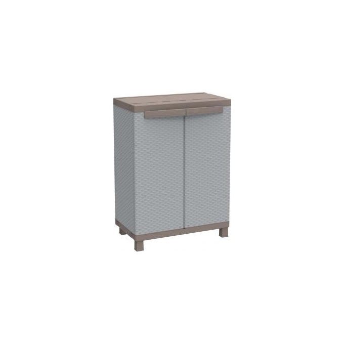 Terry C-RATTAN 680 Armadio da Esterno 2 Ante 1 Ripiano Regolabile Effetto Rattan 68x39x91,5 cm colore Grigio Tortora