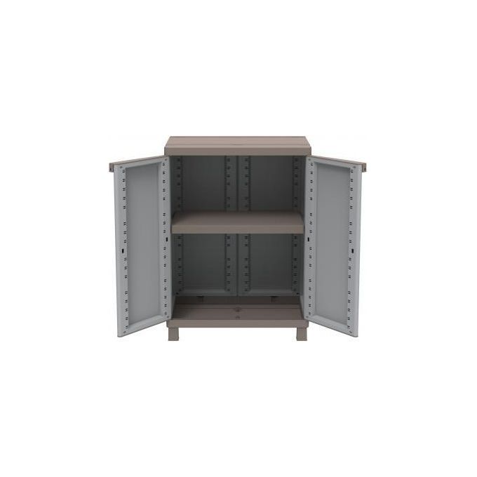 Terry C-RATTAN 680 Armadio da Esterno 2 Ante 1 Ripiano Regolabile Effetto Rattan 68x39x91,5 cm colore Grigio Tortora