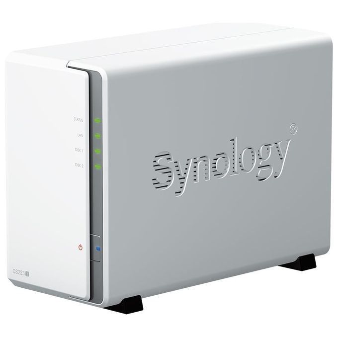 Synology DS223J DiskStation NAS Desktop 2 Vani Processore Quad-Core 1 GB DDR4 HDD SSD SATA Gigabit Ethernet colore Bianco
