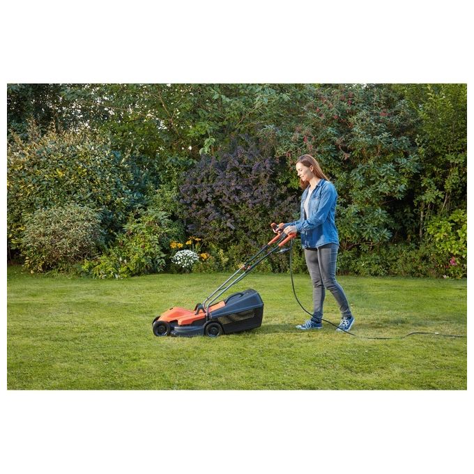 Black+Decker Tosaerba Elettrico 1200W Lama 32cm con Telaio Polypropilene e Impugnatura Bike