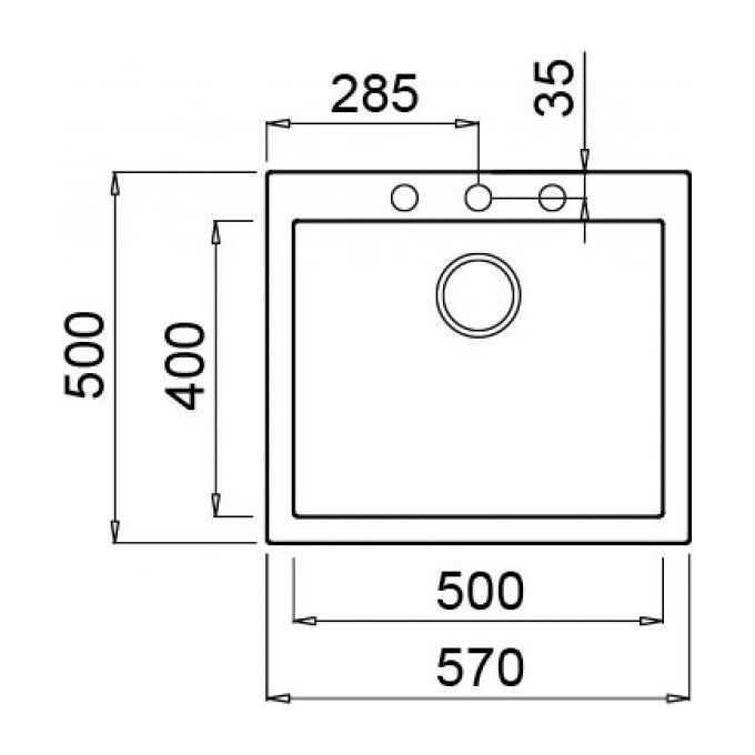 Elleci LKQ10596 Quadra 105 Lavello Keratek 1 Vasca 57 cm Bianco