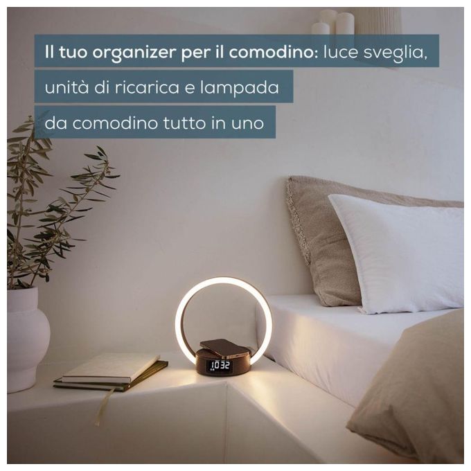 Beurer 10423 Luce sveglia WL 65 Wake up+Charge con simulazione alba e tramonto ricarica wireless 10 W Qi colore Grigio scuro
