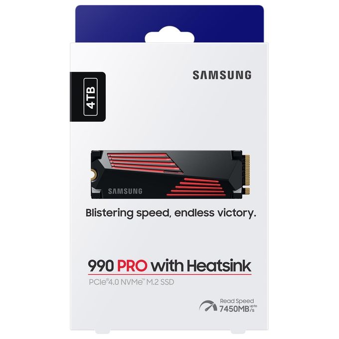 Samsung MZ-V9P4T0GW 990 PRO SSD Interno NVMe M.2 4TB PCIe 4.0 7450 MB-s con Dissipatore di Calore