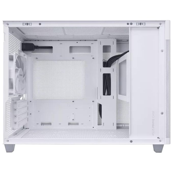 ASUS Prime AP201 TG, Case Micro-ATX, 33 litri, Pannelli Tool-free, Mesh quasi filtrante, Supporto per Dissipatori da 360 mm, Compatibile con Schede Grafiche fino a 338 mm e PSU ATX standard, Bianco