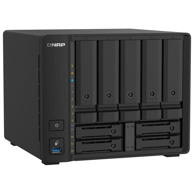 QNAP TS-932PX-4G TS-932PX NAS 9 baie SATA 6Gb-s 4 GB DDR4 espandibile a 16 GB processore quad-core 1 7 GHz 2 porte 10GbE SFP+ 2 porte 2 5GbE colore Nero