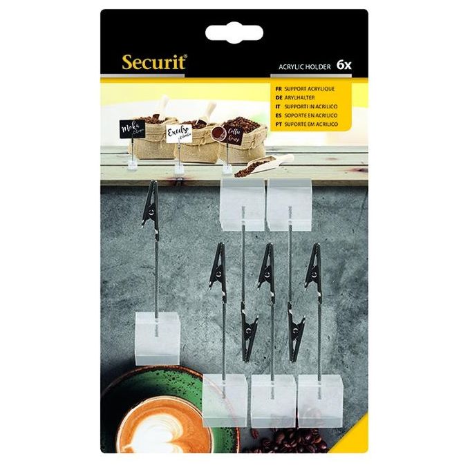 Set 6 porta targhette con base a cubo e clip