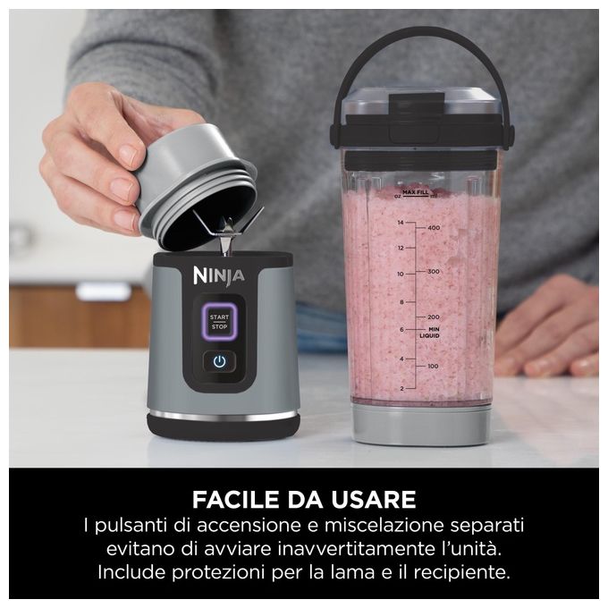 Ninja BC151EUBK Blast Frullatore Portatile per Sportivi Ricaricabile USB-C 0,53 L 14,4 W colore Nero