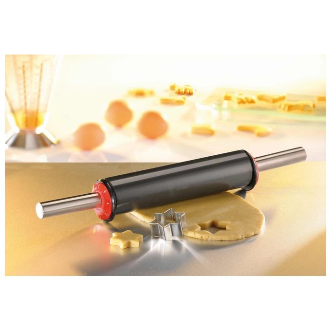 Gefu GE14620 Mattarello Regolabile con Spessore Preciso da 0 a 8 mm Rivestimento Antiaderente ILAG colore Nero