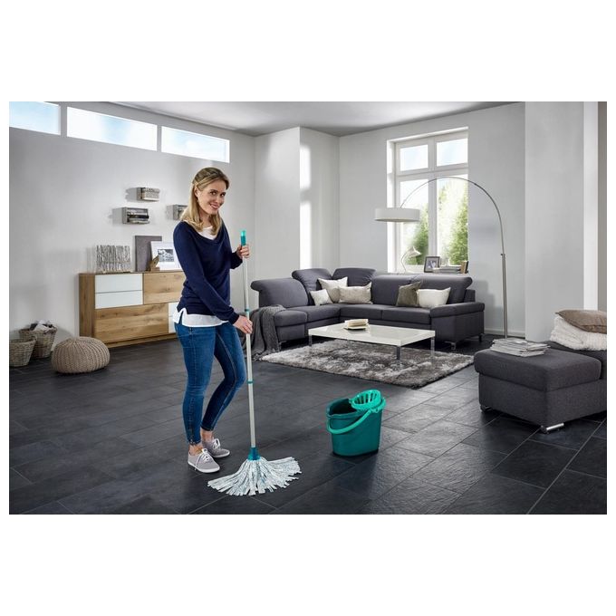 Leifheit 52068 Classic Mop Testina di Ricambio a Frange Viscosa 35 cm lavabile 60°C colore Turchese Bianco