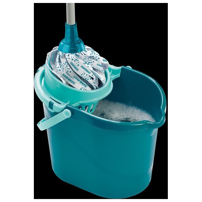 Leifheit 52068 Classic Mop Testina di Ricambio a Frange Viscosa 35 cm lavabile 60°C colore Turchese Bianco