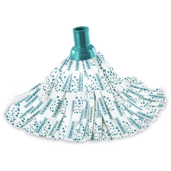 Leifheit 52068 Classic Mop Testina di Ricambio a Frange Viscosa 35 cm lavabile 60°C colore Turchese Bianco
