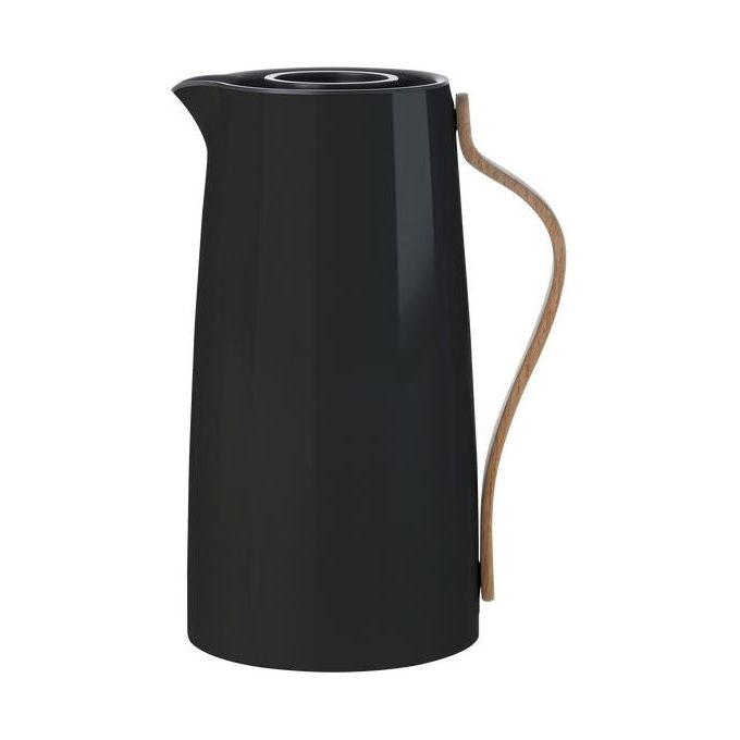 Stelton X-200-2 Caraffa Termica Sottovuoto per Caffe' 1,2 L Acciaio Inossidabile Manico in Faggio colore Nero