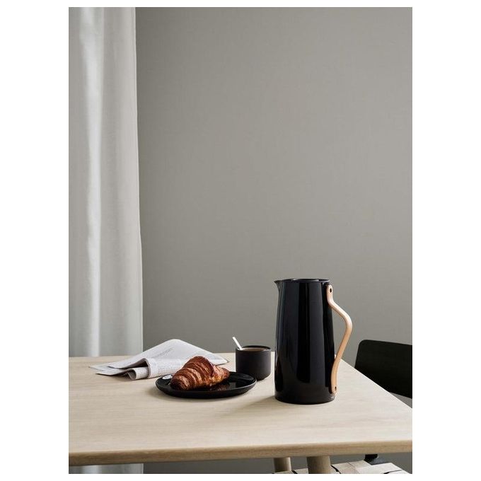 Stelton X-200-2 Caraffa Termica Sottovuoto per Caffe' 1,2 L Acciaio Inossidabile Manico in Faggio colore Nero