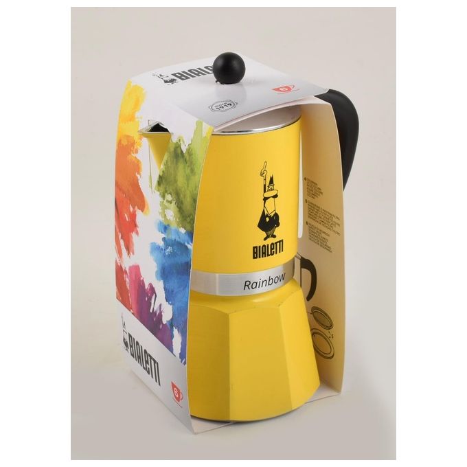 Bialetti Rainbow Caffettiera Colorata Alluminio Giallo 3 Tazze