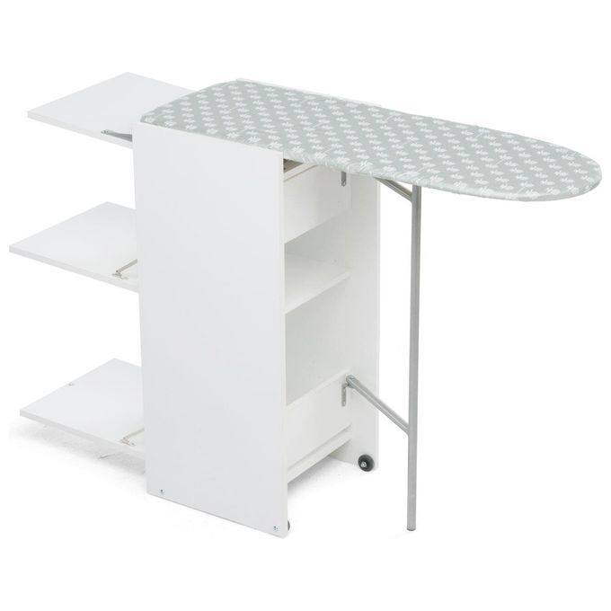 Foppapedretti STIR8 Asse da Stiro a Scomparsa con Ruote Piano in Multistrato di Pioppo 99x34 cm colore Bianco