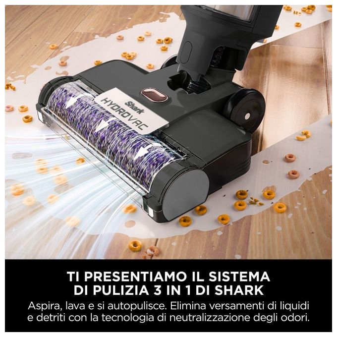 Shark WD210EU HydroVac Aspirapolvere Lavapavimenti Senza Filo Wet Dry 170W 25 min 86 dB colore Grigio