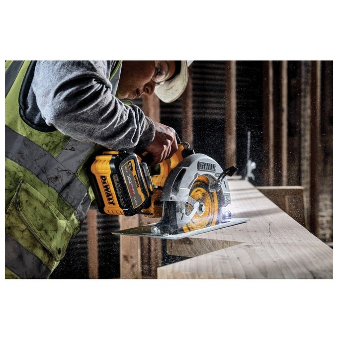 DEWALT DCS573NT-XJ Sega Circolare a Batteria 18V Brushless Diametro Lama 190 mm Profondita' di Taglio 67 mm Inclinazione 57° Luce LED Freno Elettronico colore Giallo-Nero
