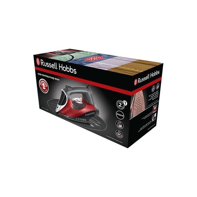Russell Hobbs 25090-56 Ferro da Stiro a Secco e a Vapore Piastra in Ceramica 2600 W Vapore Continuo 50 g-min Getto Vapore 210 g-min Serbatoio 0,35 L Cavo 3 m colore Nero Grigio Rosso