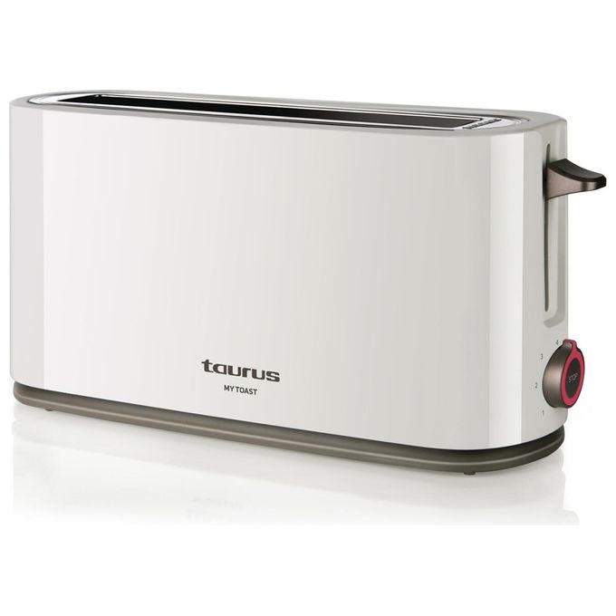 Taurus 960647000 My Toast Tostapane a Fessura Lunga Extra Larga 1000W 7 Livelli di Doratura colore Bianco