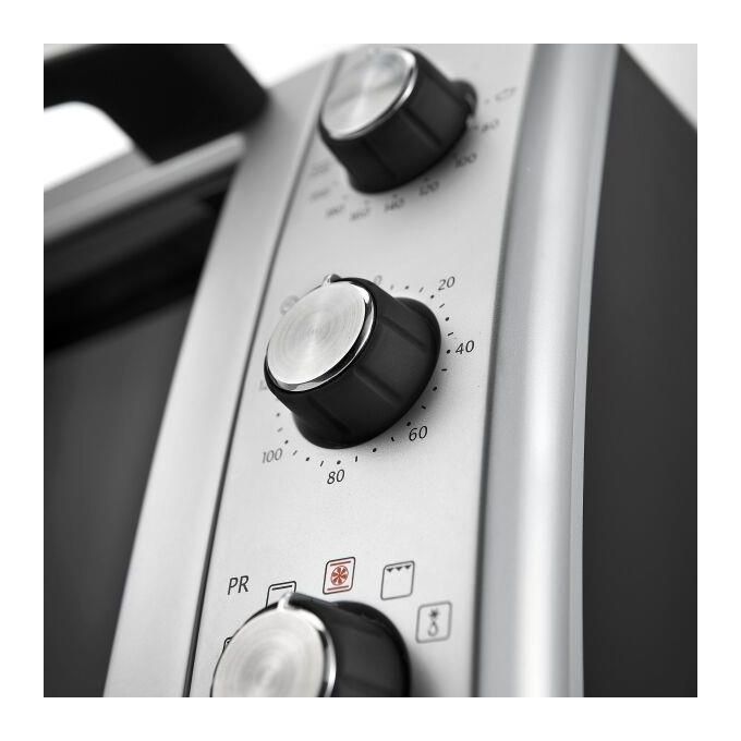 DeLonghi EO24752 Fornetto Elettrico Ventilato con Grill Sfornatutto Midi Capacita' 24 Litri Potenza 1800 W 7 Funzioni   Nero