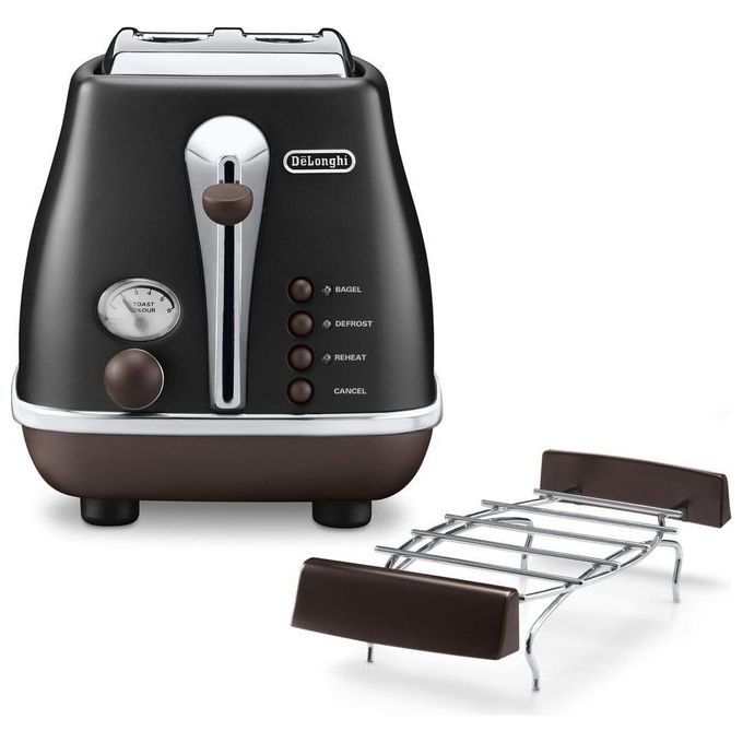 DeLonghi CTOV2103.BK Tostapane a 2 Scomparti Potenza 900 W Vintage Nero