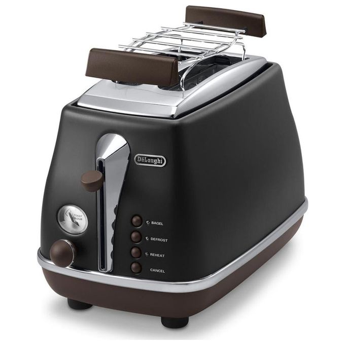 DeLonghi CTOV2103.BK Tostapane a 2 Scomparti Potenza 900 W Vintage Nero